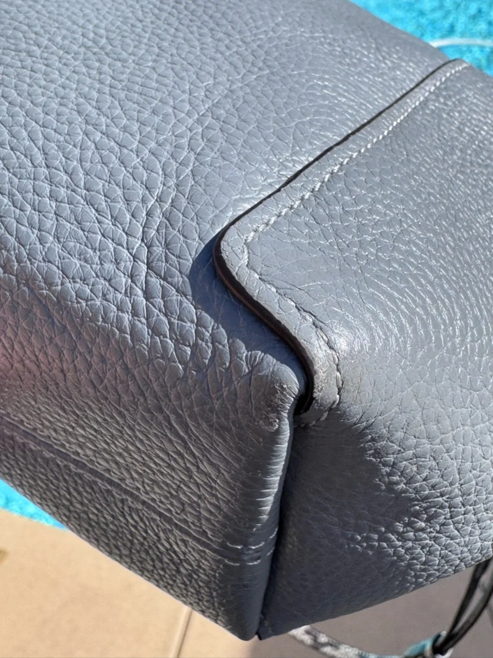 Coach Kacey Satchel grey pebble leather snake-embossed handle and strap EUC - Picture 11 of 17